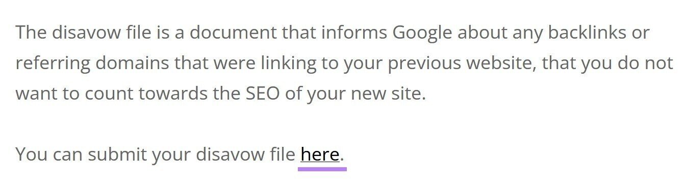 example of blog post sentence with anchor text “here"