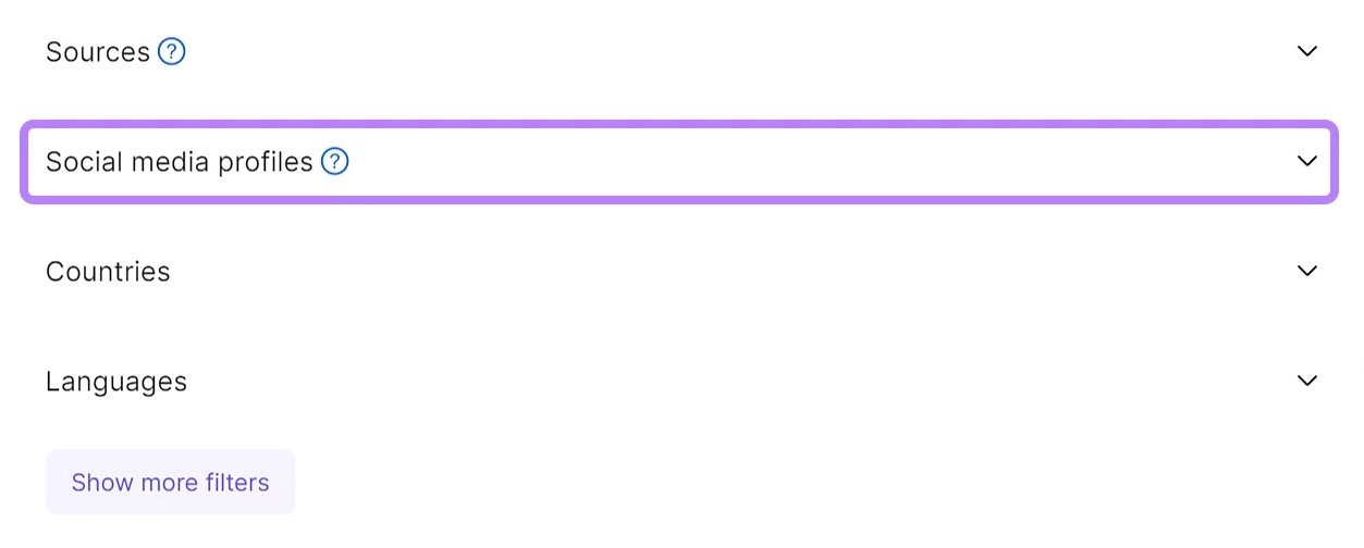 enter social media profiles