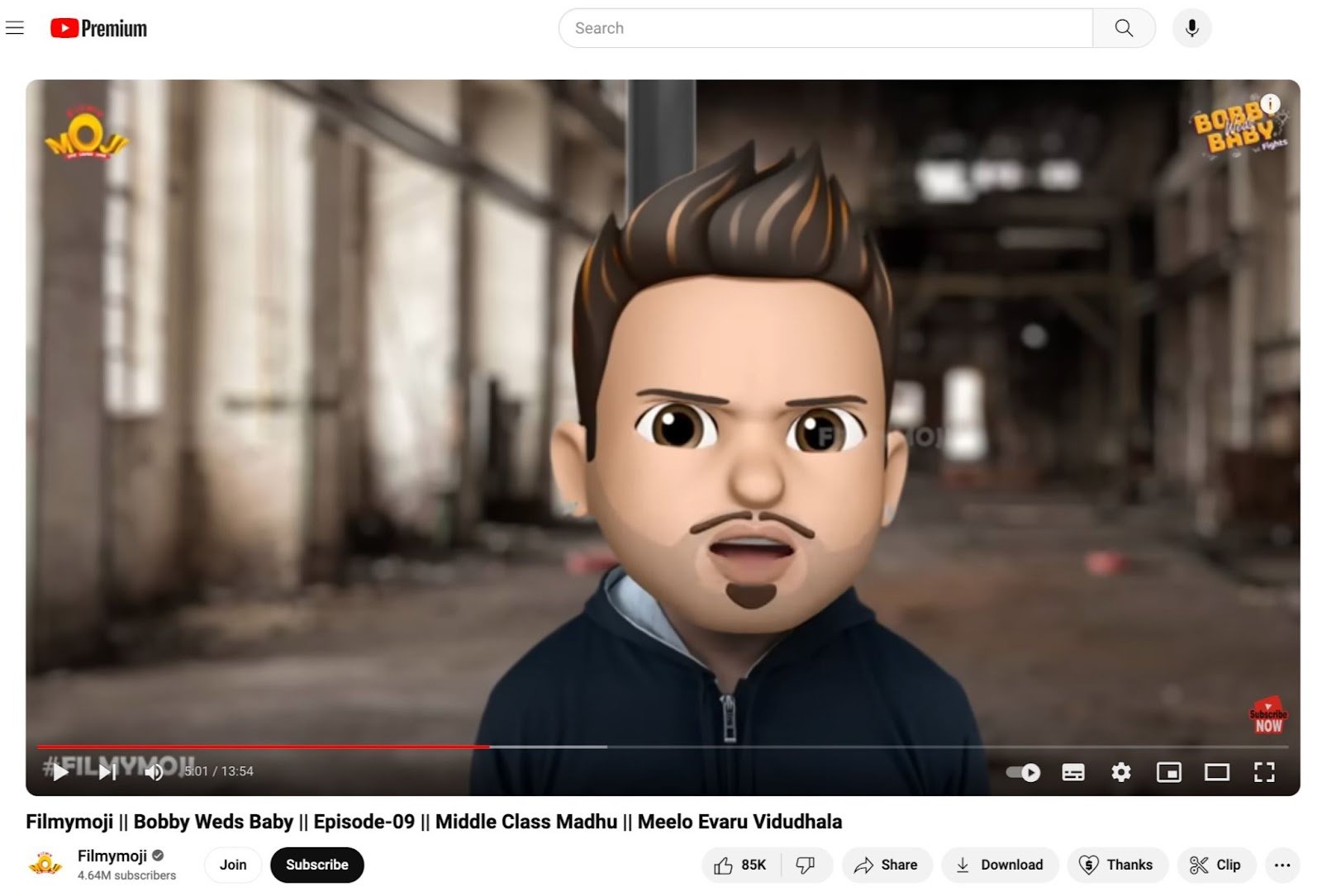 A screenshot of Filmymoji's YouTube video using Memoji filter