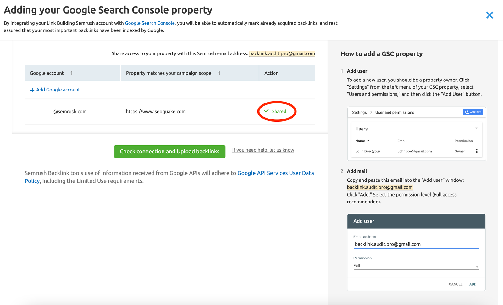Connecting Link Building Tool with Google Search Console image 2