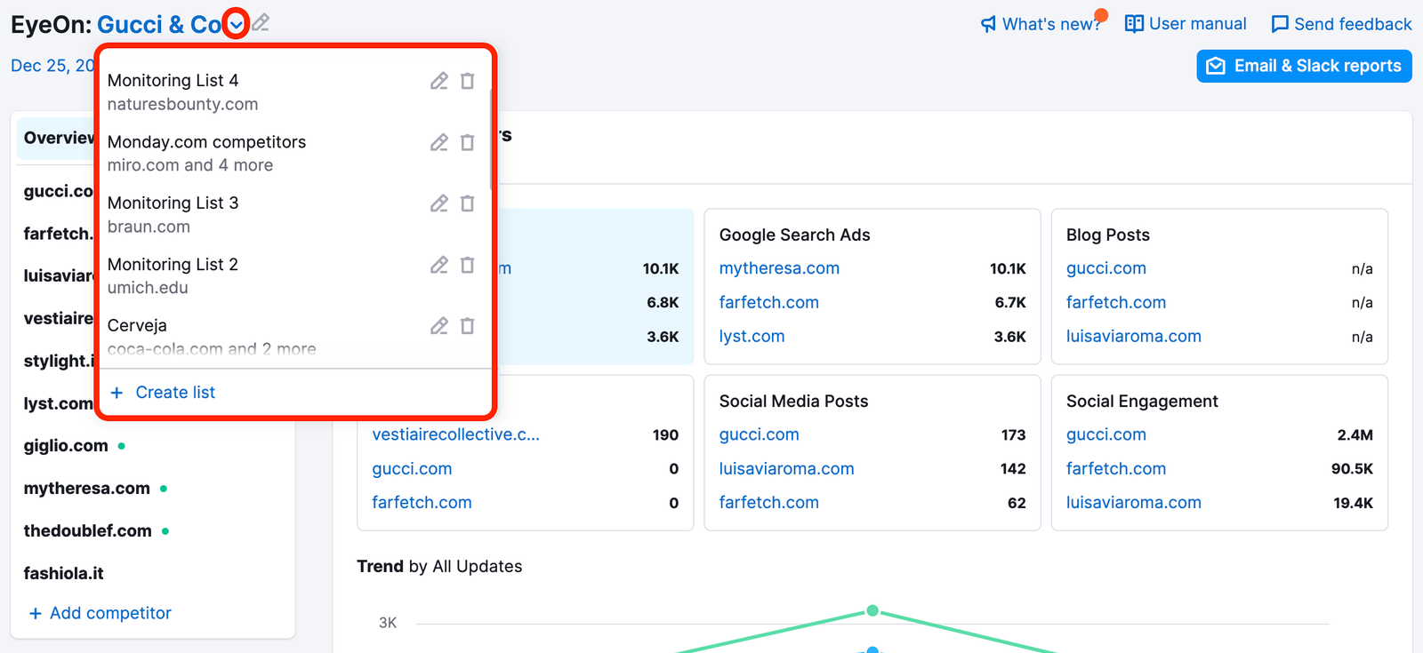 Domain lists in EyeOn