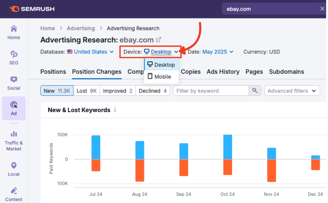 Device selector set to Desktop.