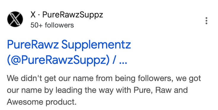X (Twitter) SERP feature on mobile results.